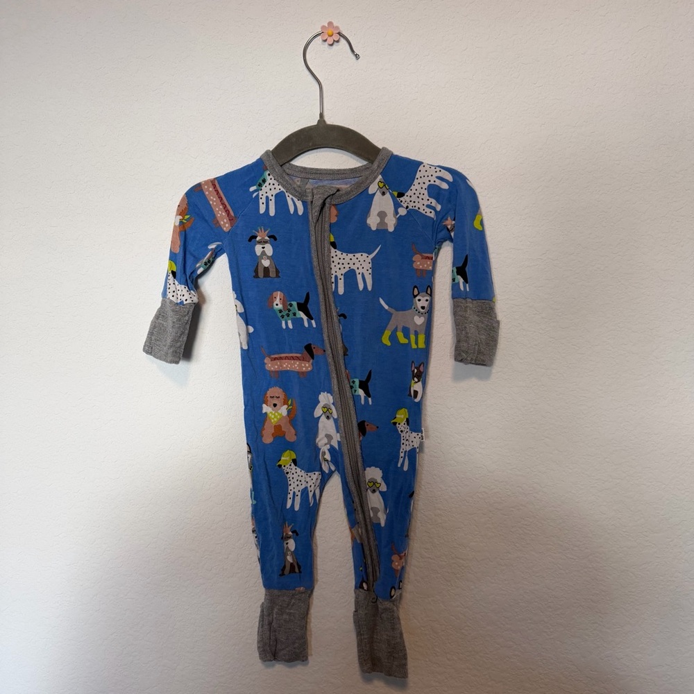 Little Sleepies Blue and Gray Animal Print Footie